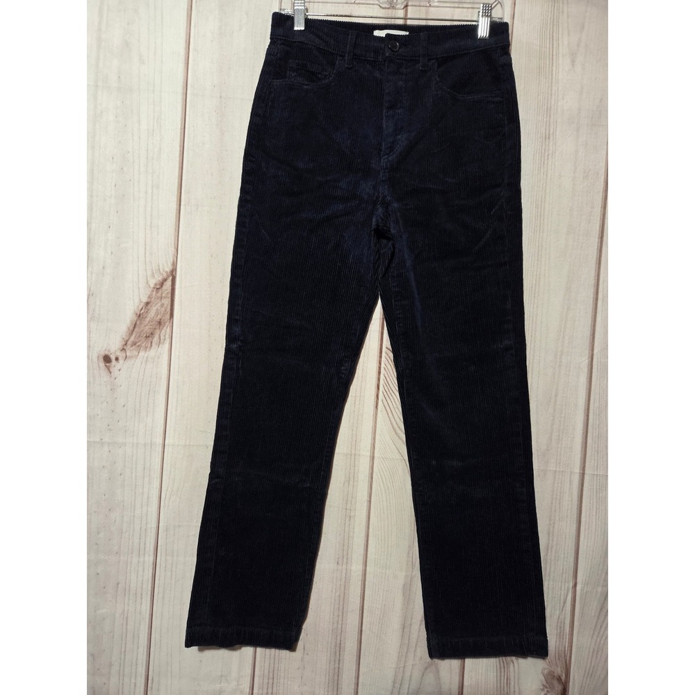 LOFT Navy Blue Corduroy Straight Leg Pants Womens 26/2 High Rise Cotton Blend